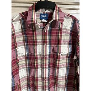 Wrangler Mens Western Pearl Snap Shirt XL Red Plaid Cowboy Rodeo Cotton
